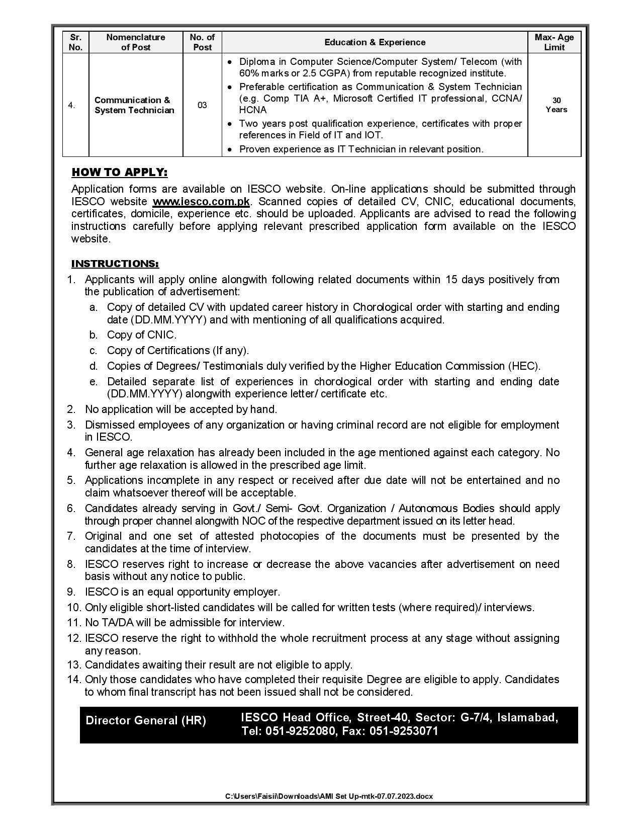 Islamabad Electric Supply Company Jobs