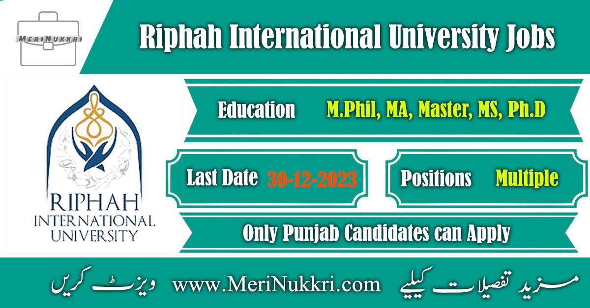 Riphah International University Jobs 2024
