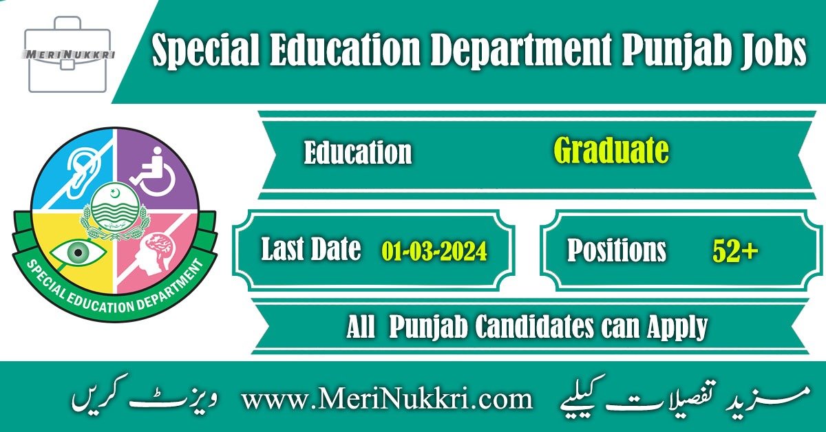 Special Education Department Punjab Jobs 2024
